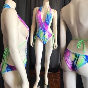 Bright color one piece monokini